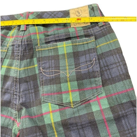 Ralph Lauren RL Cropped Skinny Plaid Jeans Pants Women Size 16 Green Blue | B1 - Picture 6 of 7
